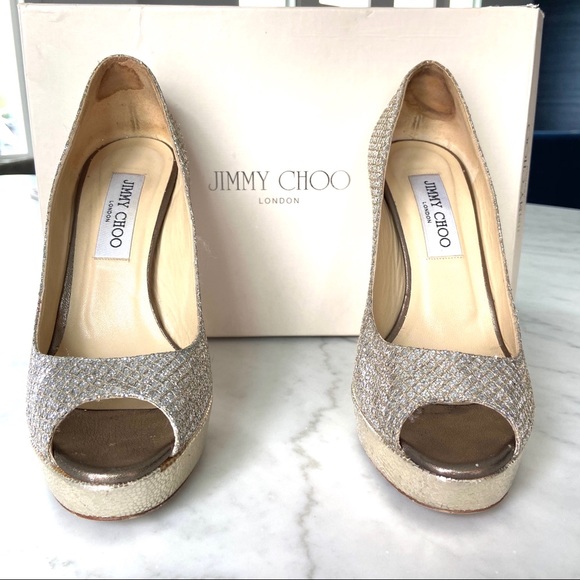 Jimmy Choo Crown Gold Silver Champagne Heel - Picture 6 of 16